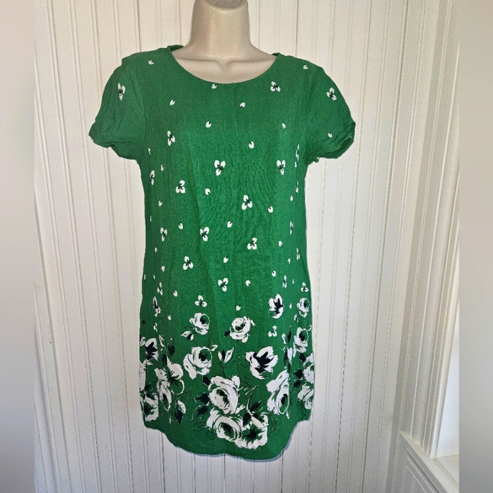 Abercrombie & Fitch Green Dress with Floral Pattern